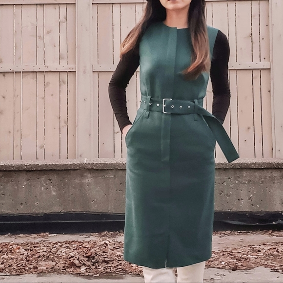 Judith and Charles green work sheath dress - sz 2 - Picture 9 of 9